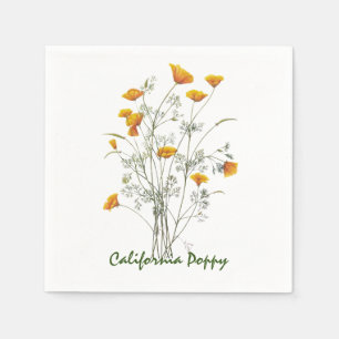 Groen geel Californië Poppy Waterverf schilderen Servet
