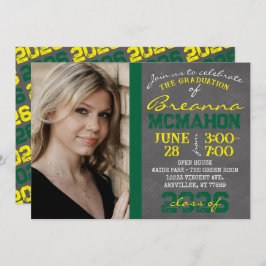 Groen & Geel Chalkboard Afstuderen Foto Kaart