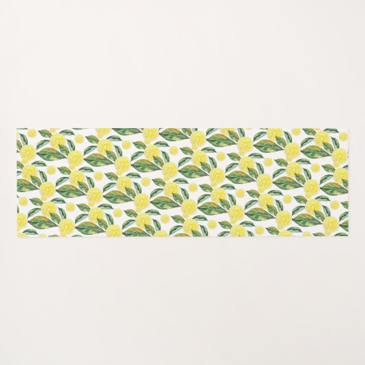 Groen Geel Citroen Slices Waterverf Art Yogamat (Achterkant (horizontaal))