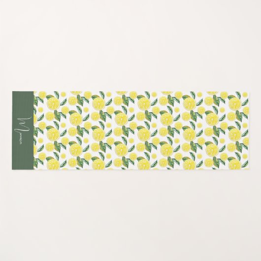 Groen Geel Citroen Slices Waterverf Art Yogamat (Voorkant (horizontaal))