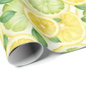 Groen Geel Citroen Waterverf Cadeaupapier (Rol Hoek)