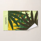 Groen Geel Crème Abstract Geometrisch blad Bad Handdoek (Handdoek)