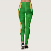 Groen Geel Curve Lines Abstracte kunst Leggings (Achterkant)