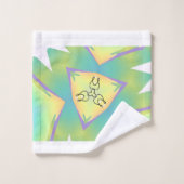 Groen Geel Drie Punt Geo Bad Handdoek (Wasdoekje)