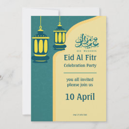Groen Geel Elegant Eid Al Fitr Halal Bi Halal Kaart