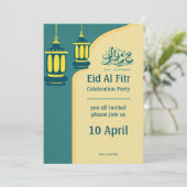 Groen Geel Elegant Eid Al Fitr Halal Bi Halal Kaart (Staand voorkant)