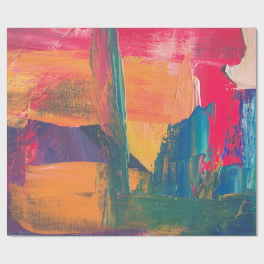 Groen, geel en rood abstract schilderij cadeaupapier (Vlak)