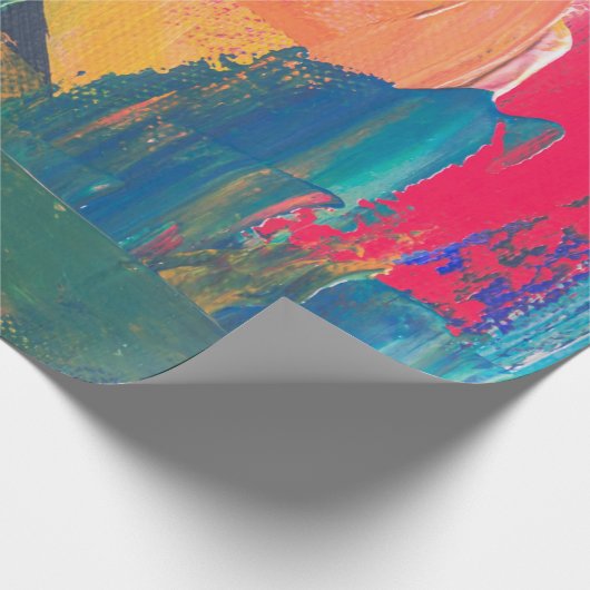 Groen, geel en rood abstract schilderij cadeaupapier (Hoek)