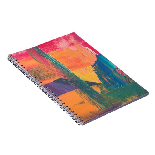 Groen, geel en rood abstract schilderij notitieboek (Rechterzijde)
