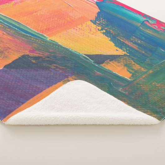 Groen, geel en rood abstract schilderij sherpa deken (3/4)