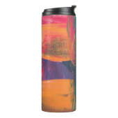 Groen, geel en rood abstract schilderij thermosbeker (Gedraaid links)