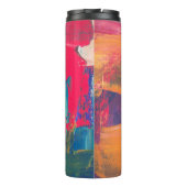 Groen, geel en rood abstract schilderij thermosbeker (Achterkant)