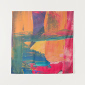 Groen, geel en rood abstract schilderij wandkleed (Voorkant (horizontaal))