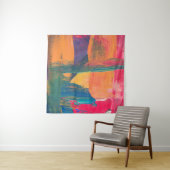 Groen, geel en rood abstract schilderij wandkleed (In Situ (horizontaal))