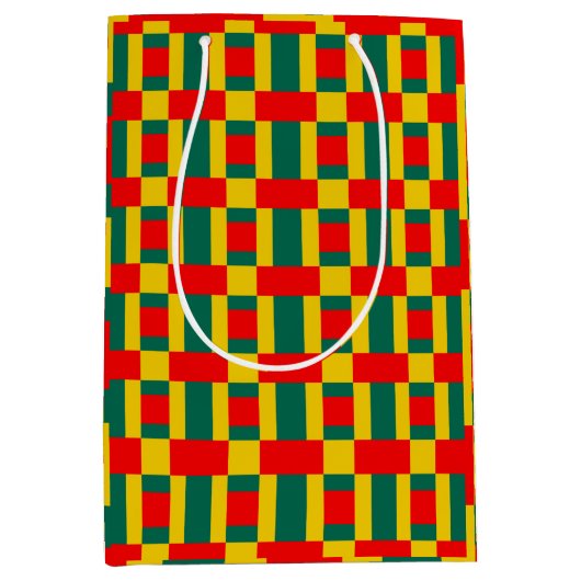 Groen geel en rood kleurenblok afdrukken medium cadeauzakje (Voorkant)