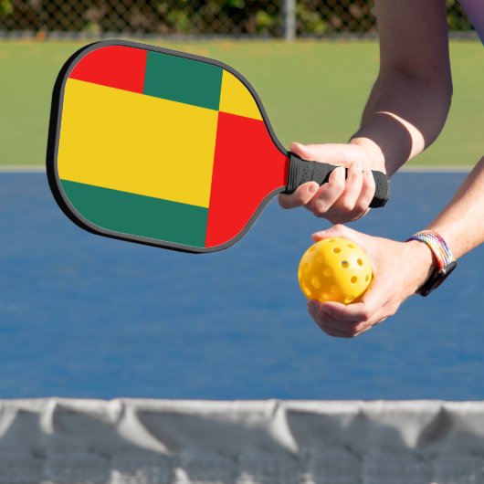Groen geel en rood kleurenblok afdrukken pickleball paddle (Insitu)