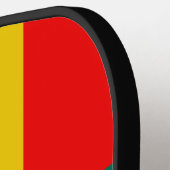 Groen geel en rood kleurenblok afdrukken pickleball paddle (Links Detail)