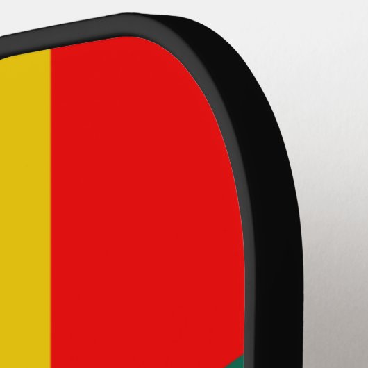 Groen geel en rood kleurenblok afdrukken pickleball paddle (Links Detail)