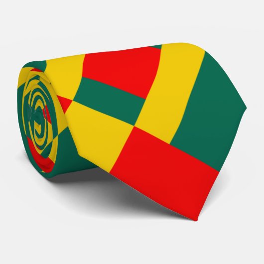 Groen geel en rood kleurenblok afdrukken stropdas (Opgerold)