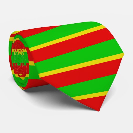 Groen, geel en rood. stropdas (Opgerold)