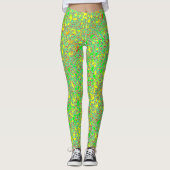 Groen, geel en warm roze leggings (Voorkant)