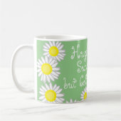 Groen Geel en Wit Daisy Fun Gezegde Koffiemok (Links)