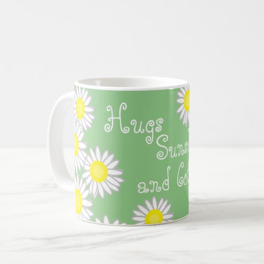 Groen Geel en Wit Daisy Schattige Gezegde Koffiemok (Voorkant links)