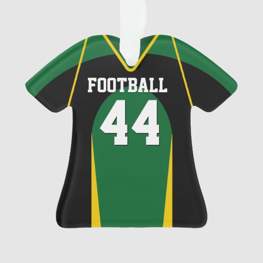 Groen, geel en zwart Football Jersey Ornament (voorkant)