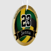 Groen, geel en zwart volleybal | DIY-tekst Ornament (voorkant)