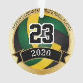 Groen, geel en zwart volleybal | DIY-tekst Ornament (achterkant)