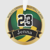 Groen, geel en zwart volleybal | DIY-tekst Ornament (voorkant)