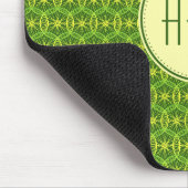 Groen-geel fietswiel-monogrammotief muismat (Hoek)