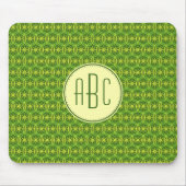 Groen-geel fietswiel-monogrammotief muismat (Voorkant)