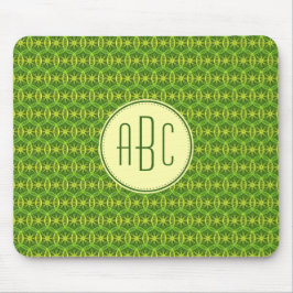 Groen-geel fietswiel-monogrammotief muismat