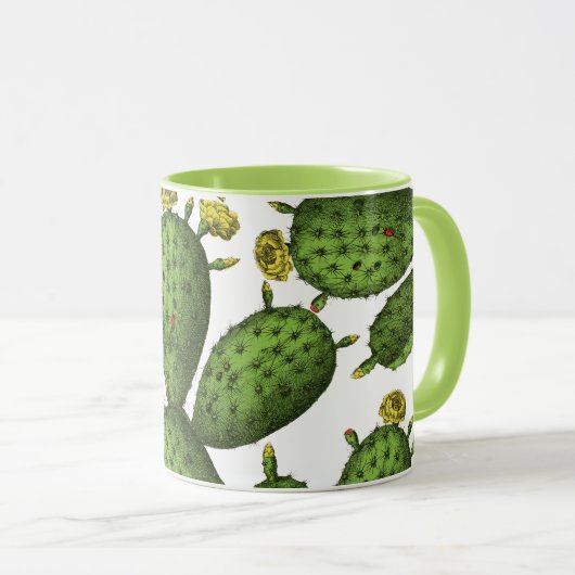  groen geel flessenpatroon mok (Voorkant rechts)