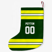 Groen & geel Football Team gepersonaliseerd Kleine Kerstsok (Achterkant)