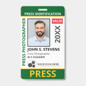 Groen Geel Foto & Logo Pers ID QR Code Badge (Voorzijde)
