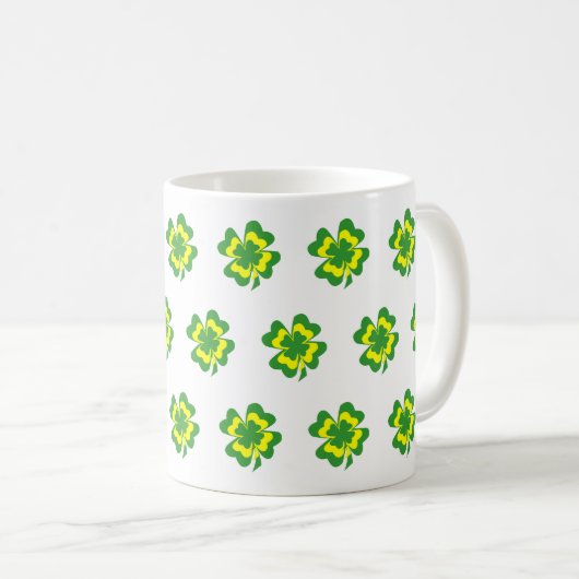Groen Geel Four Leaf Clover Simplw Coffee Mok (Voorkant rechts)