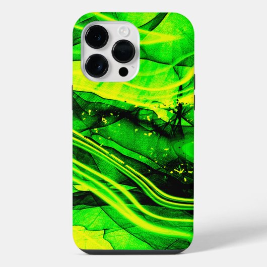 Groen Geel fractale abstracte kunst iPhone Hoesje (Achterkant)