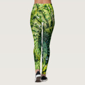 Groen Geel Fractale Kunst Leggings (Achterkant)