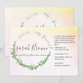 GROEN & GEEL GEBLADERTE LANGE AFSTAND BABY SHOWER KAART (Voorkant / Achterkant)