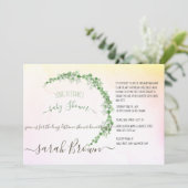 GROEN & GEEL GEBLADERTE LANGE AFSTAND BABY SHOWER KAART (Staand voorkant)