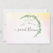 GROEN & GEEL GEBLADERTE LANGE AFSTAND BABY SHOWER KAART (Achterkant)