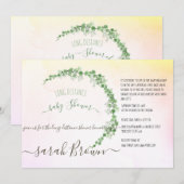 GROEN & GEEL GEBLADERTE LANGE AFSTAND BABY SHOWER KAART (Voorkant / Achterkant)