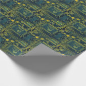 Groen & Geel Gedrukt Circuitpatroon Cool Geeky Cadeaupapier (Hoek)