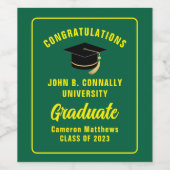 Groen Geel Gefeliciteerd Graduation Party Wijn Etiket (Enkel label)