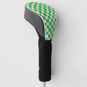 Groen + Geel geruit schaakbordpatroon Golfheadcover (Schuin)