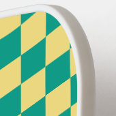 Groen + Geel geruit schaakbordpatroon Pickleball Paddle (Links Detail)