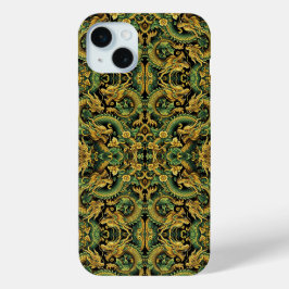 Groen Geel Goud Batik Houten Draak iPhone Case