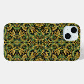 Groen Geel Goud Batik Houten Draak iPhone Case (Achterkant (horizontaal))